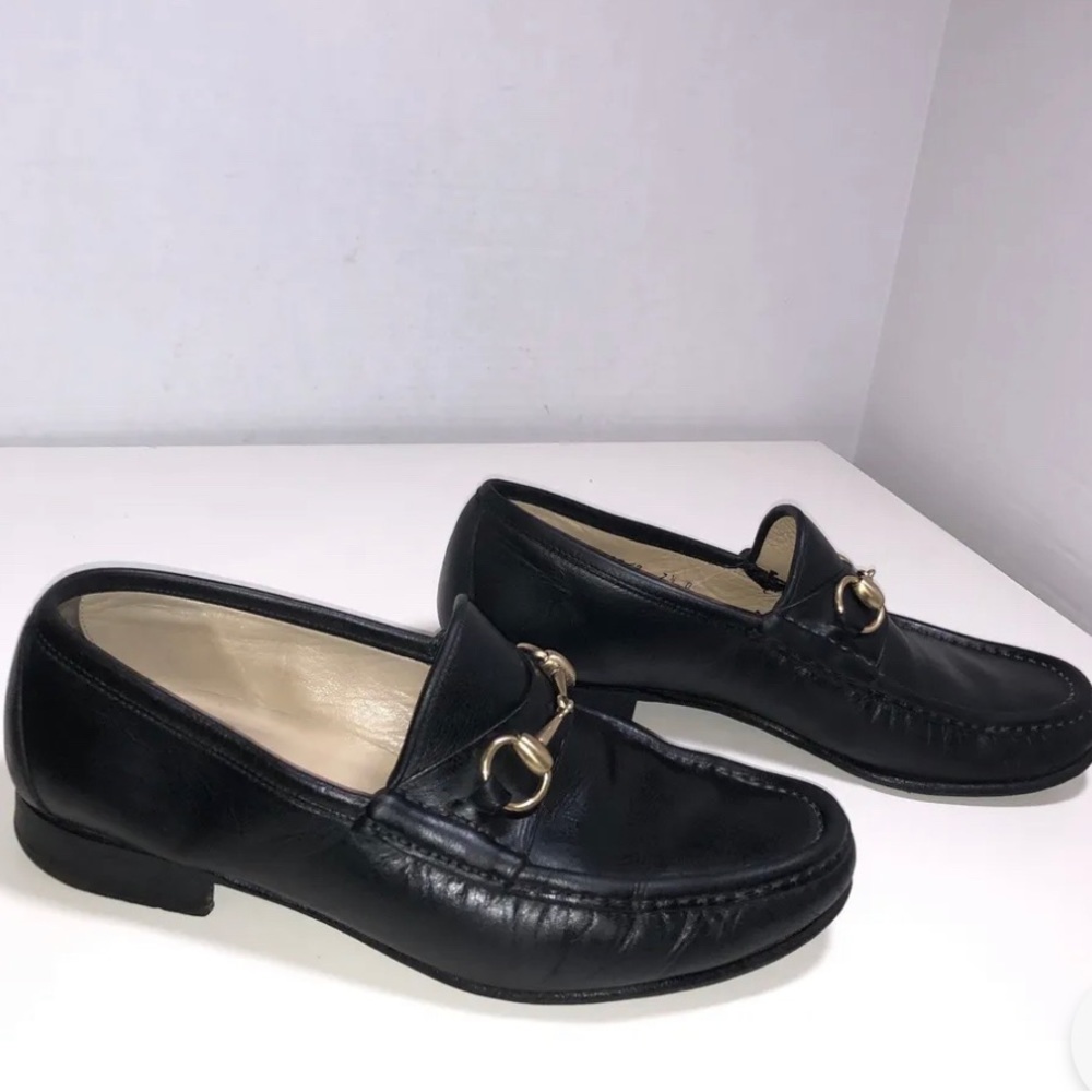 Gucci 1953 Horsebit Loafer Vintage Men Black Leather 7.5D 110 0009/2.